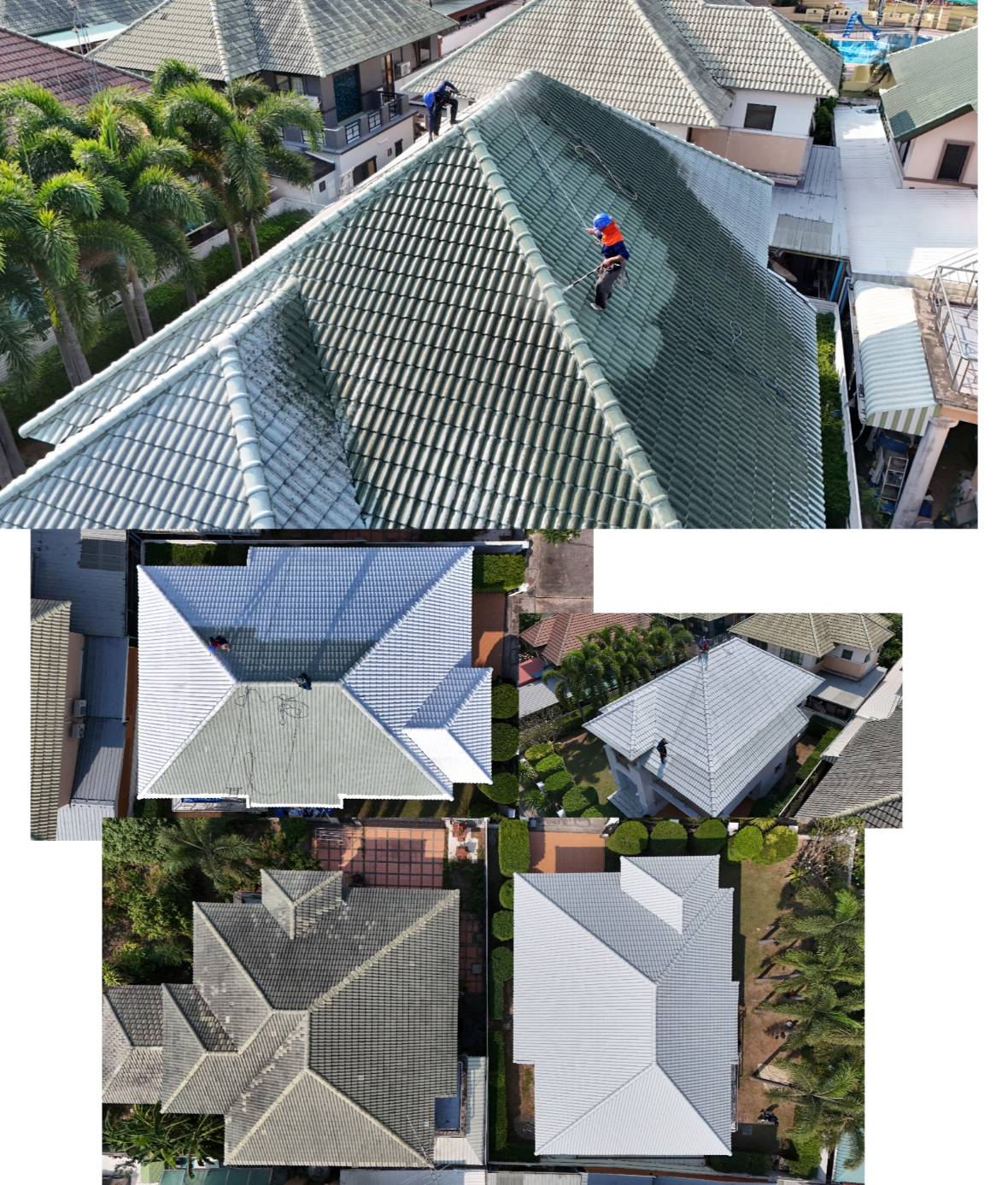 Roof Painting (พ่นสีหลังคา) : บ้านพักอาศัย บางแสน ชลบุรี