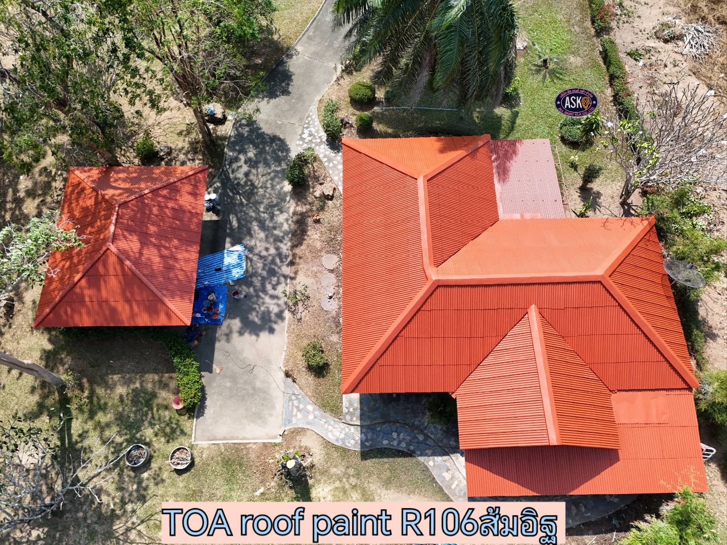 Roof Painting (พ่นสีหลังคา) : บ้านพักอาศัย จ.เพชรบุรี
