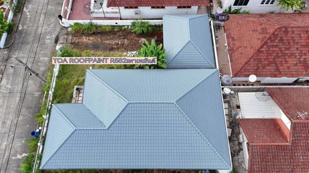พ่นสีหลังคา TOA Roof Paint R582 Winter Grey เมืองระยอง