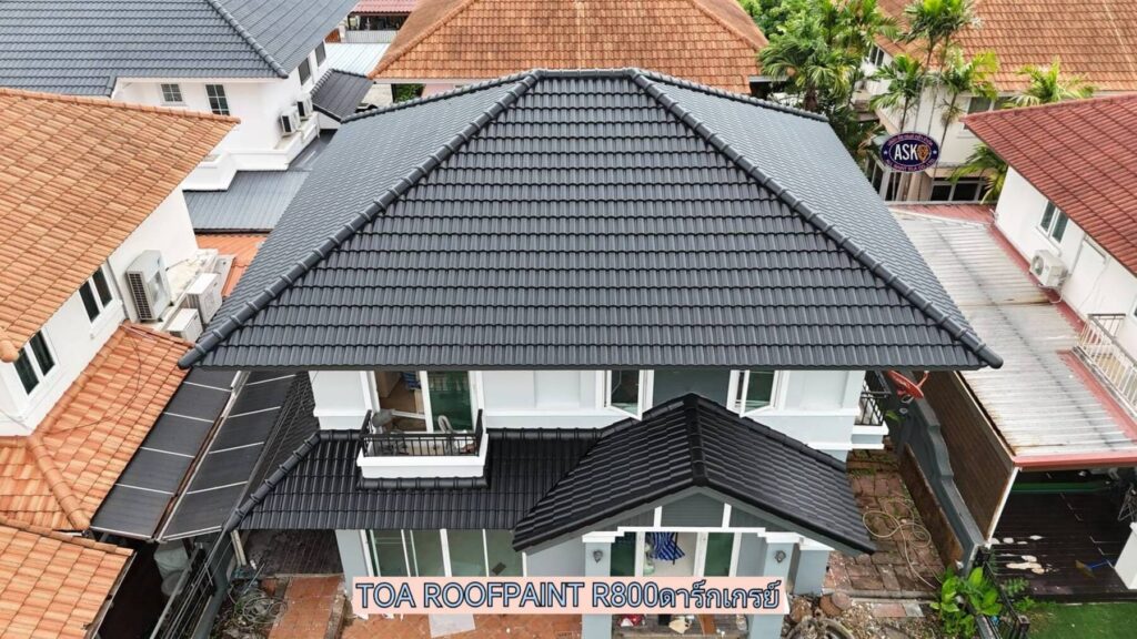 พ่นสีหลังคา TOA Roof Paint R800 Dark Grey ลำลูกกา ปทุมธานี