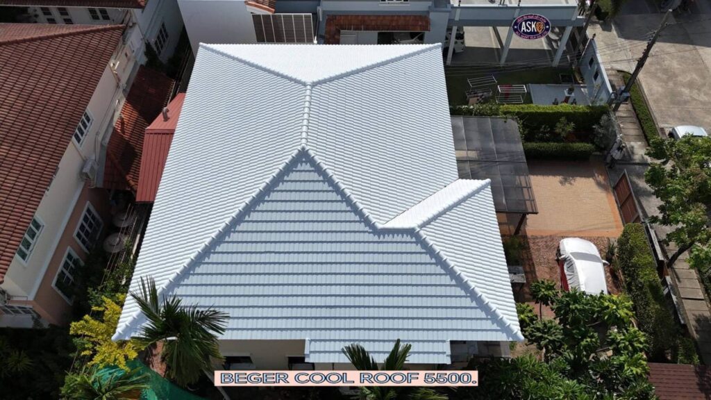 พ่นสีหลังคากันร้อน BegerCool Roof 5500 SuperCool White ปากน้ำ สมุทรปราการ